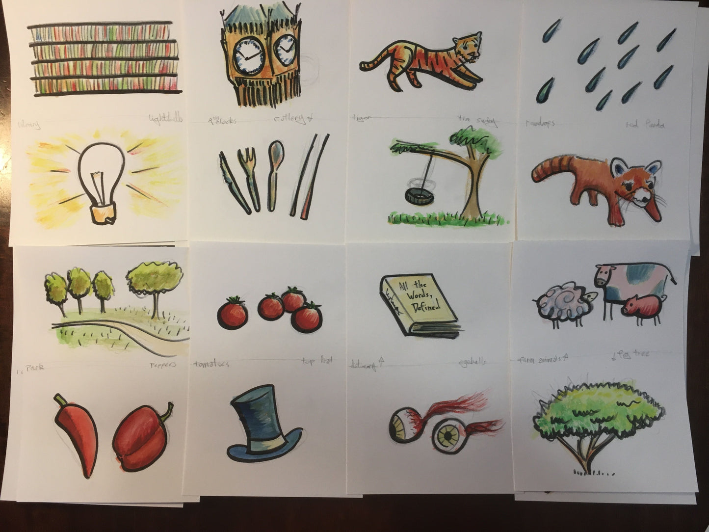 ... Quickly grabbing cards and judging them against three descriptions. (BOX)