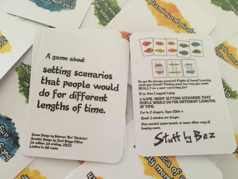 ... Setting scenarios that people would do for different lengths of time. (BAG)